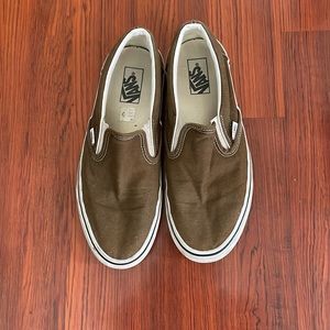 Brownish Green men’s slip on vans